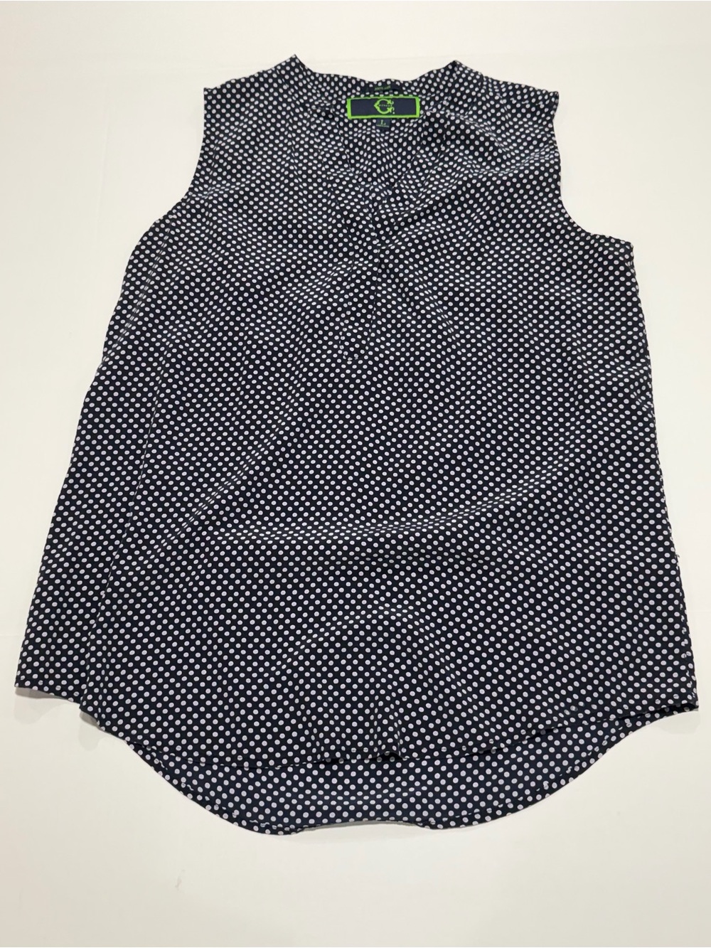 C. Wonder Navy and White Polka Dot Sleeveless Top